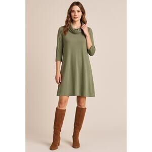 Boho Saturday Sunday by Anthropologie Cowl Neck Knit Dress Size XS Olive